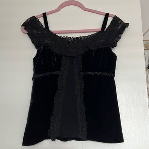 Nanette Lepore Black Velvet & Lace top